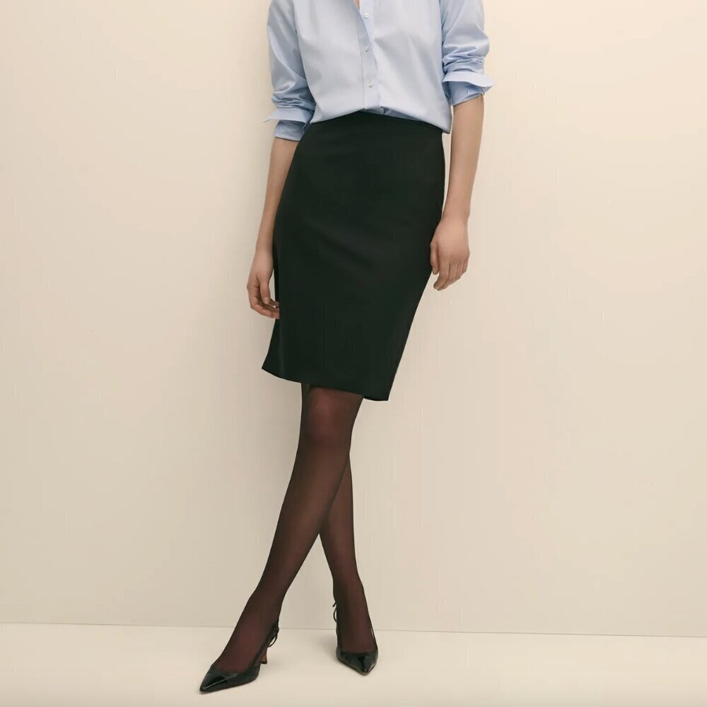 Brooks Brothers Black Silk Wool Tailored Pencil Skirt Loro Piana Sz 4